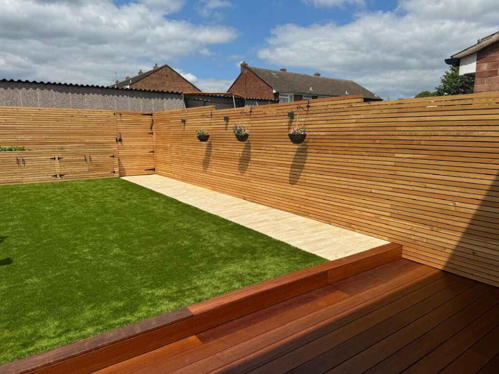 larch fencing using larch battens