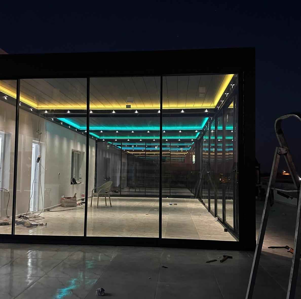 led lights bioclimatic pergola