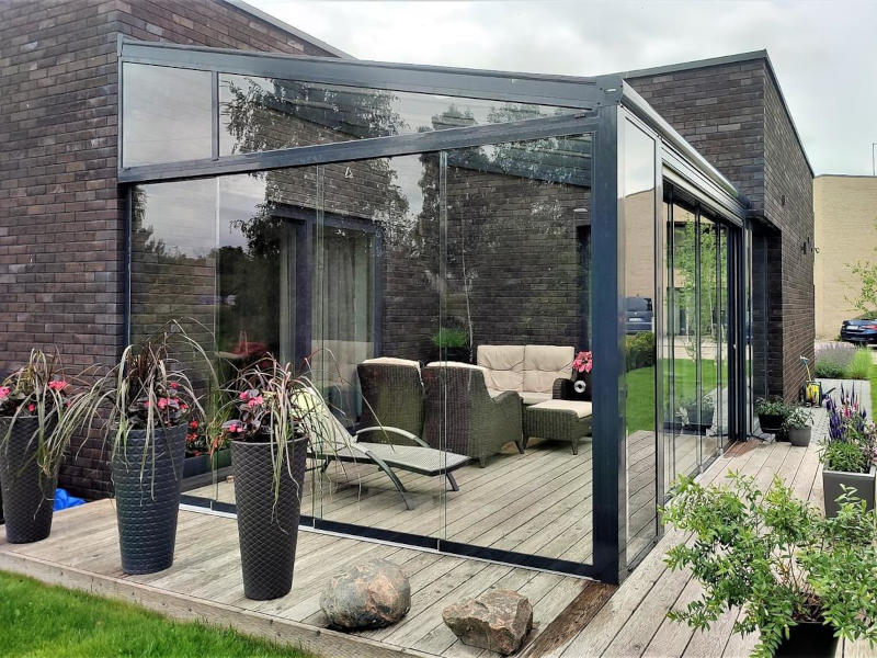 wooden decking for glass verandas